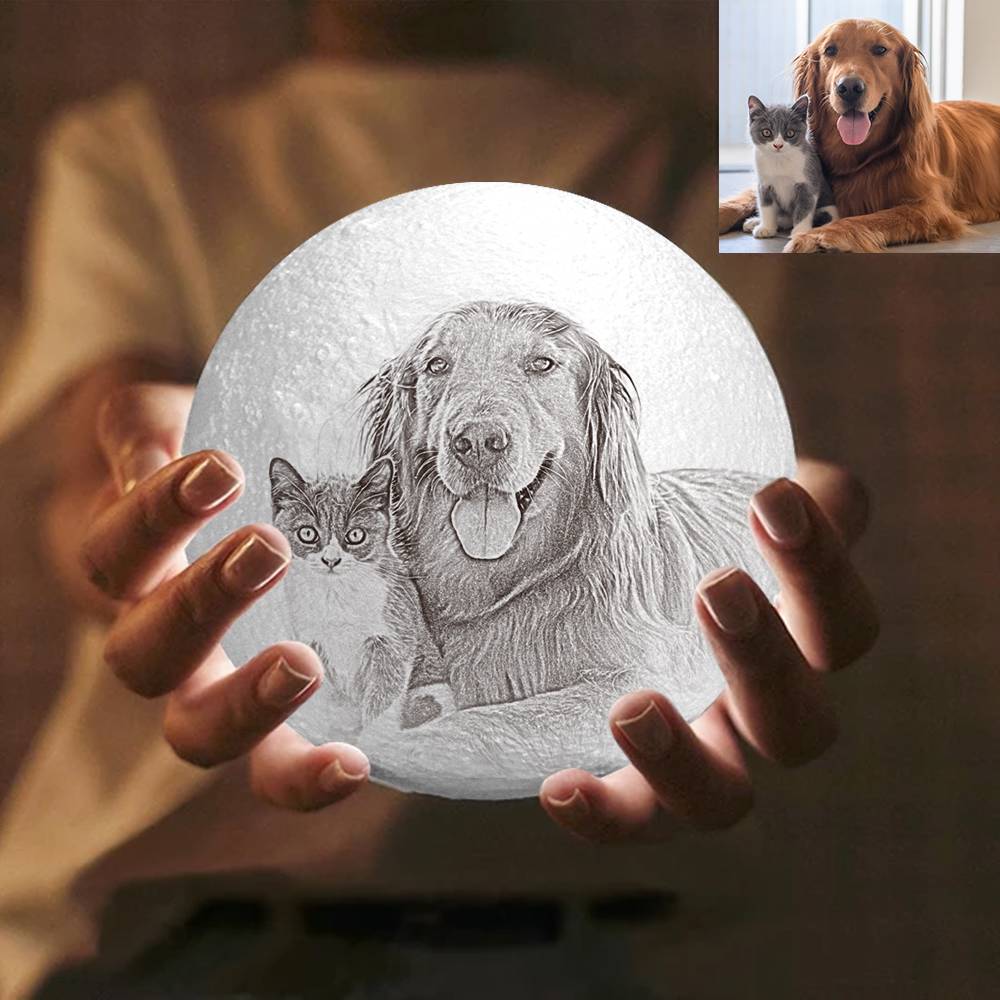 Photo Moon Lamp, Custom 3D Photo Light, Cute Pet - Remote Control Sixteen Colors 10-20cm
