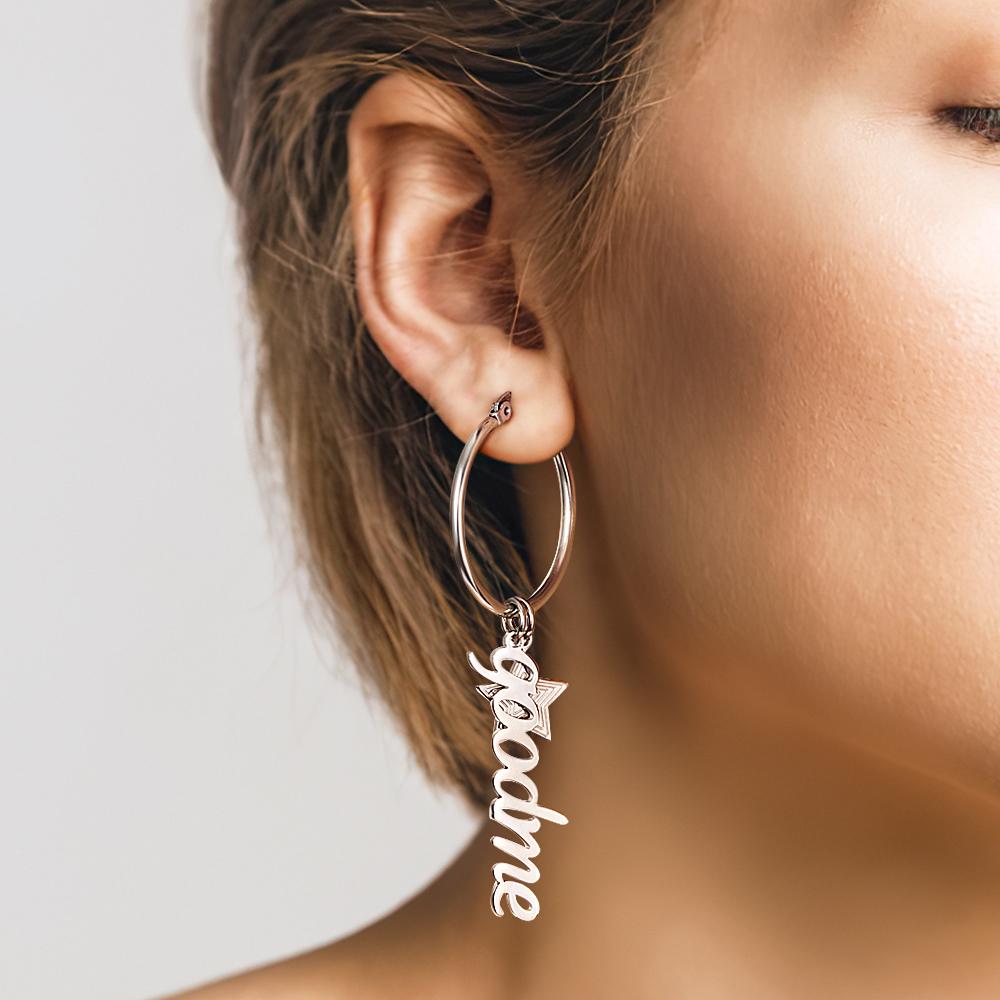 Custom Name Earrings With Little Star Simplicity Stainless Steel Earrings