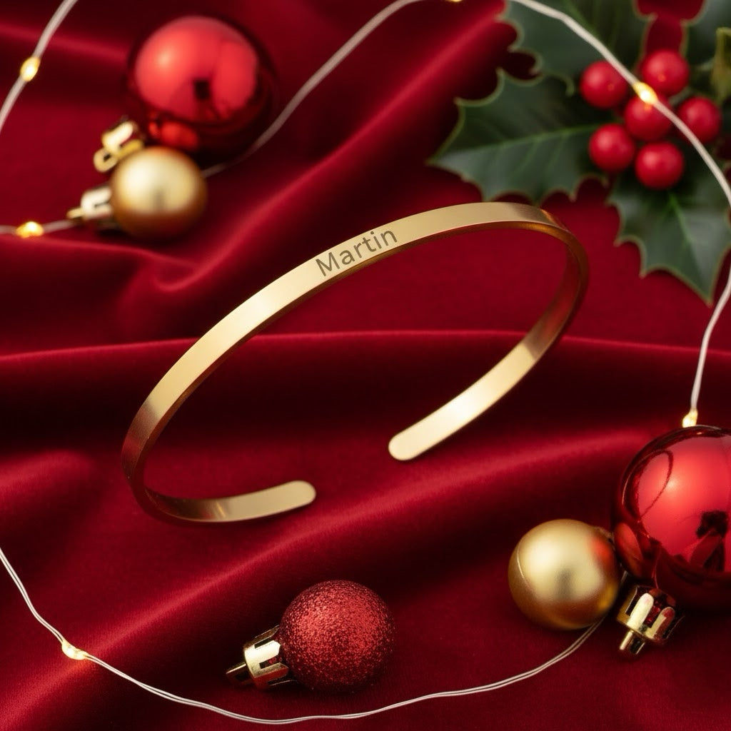 Custom 14k Gold Bangle Stainless Steel Engravable Cuff Bracelets