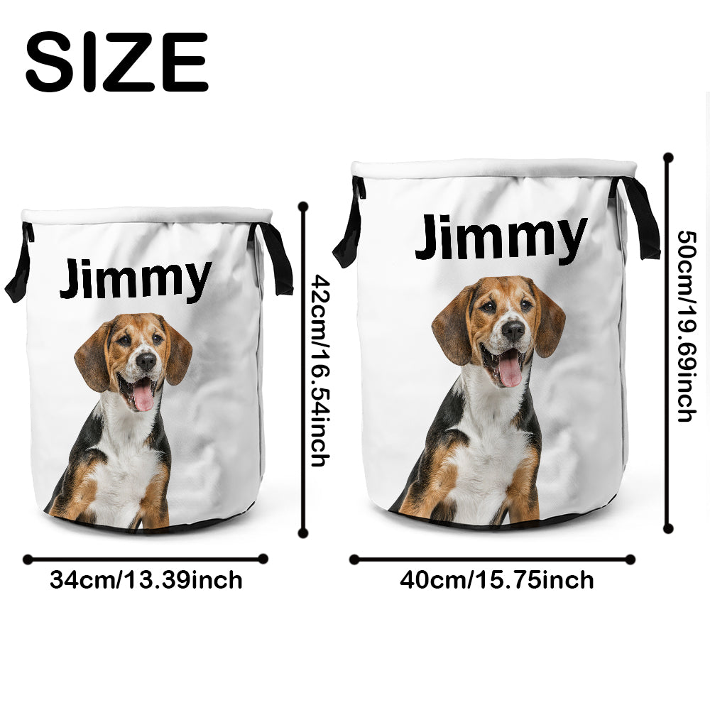 Personalized Pet Portrait Storage Basket Toy Laundry Basket Birthday Gift for Pet Lover