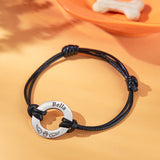 Personalized Engraved Angel Wings Pet Paw Print PU Leather Rope Bracelet Memorial Gift for Pet Lovers