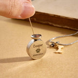 Personalized Engraved Pet Ashes Necklace Memorial Keepsake Gift for Dog Cat Pet Lovers
