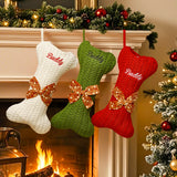 Personalized Dog Bone Christmas Stockings with Name Gift for Puppy Lovers