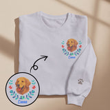 Custom Embroidered-Style Pet Sweatshirt – Personalized Pullover with Pet Name & Wreath