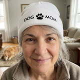 Embroidered Dog Mom Cuffed Beanie Hat