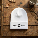 Embroidered Dog Mom Cuffed Beanie Hat