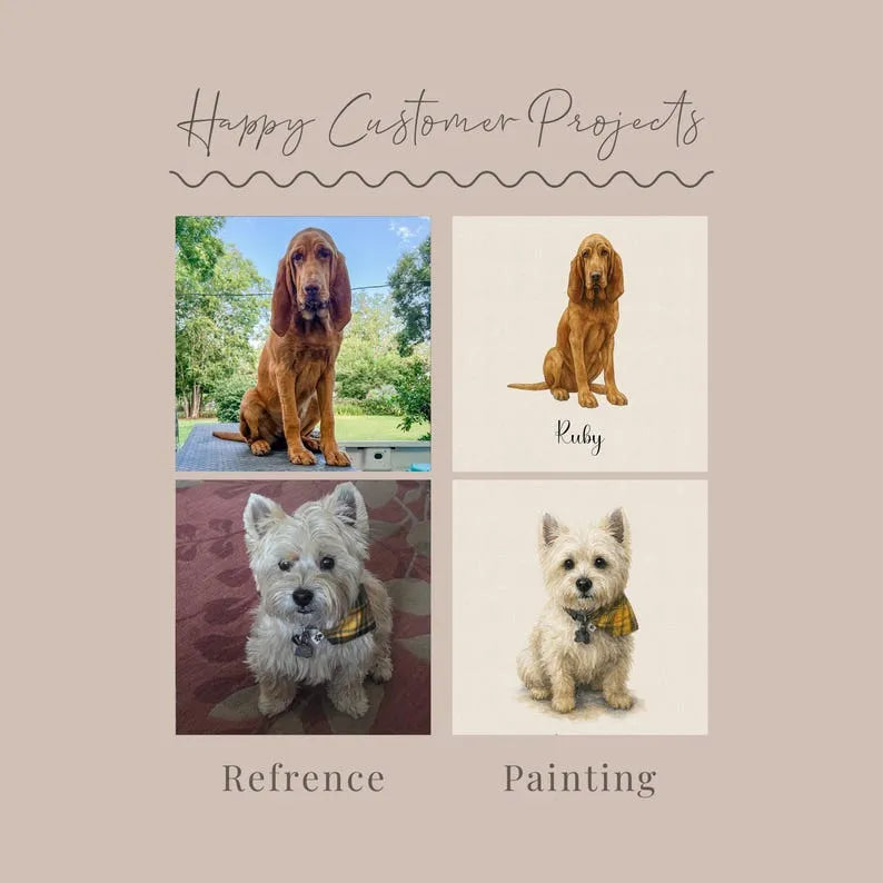 Custom Watercolor Dog Portrait – Hand-Drawn Personalized Gift